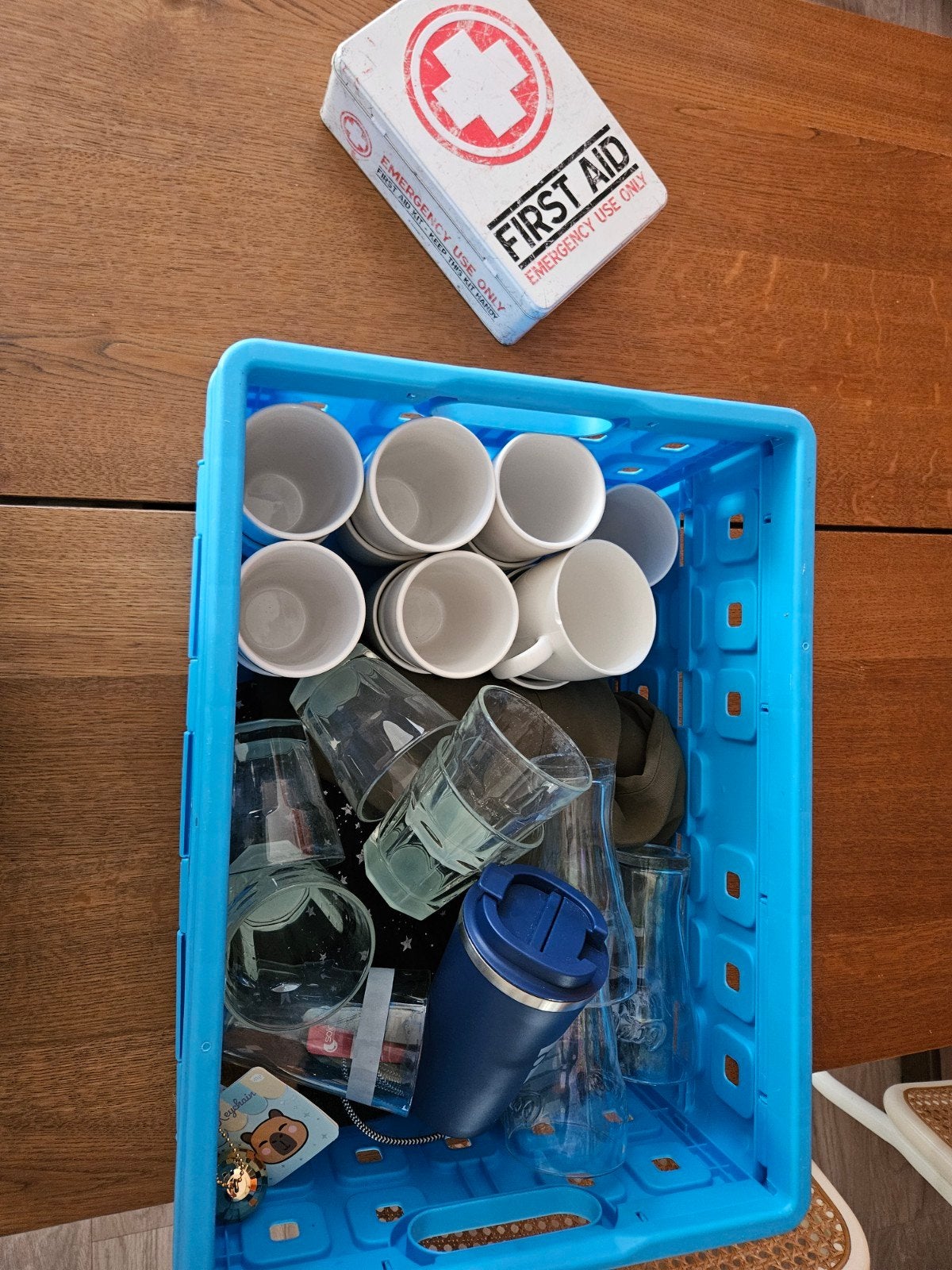 krat met diversen, Ophalen