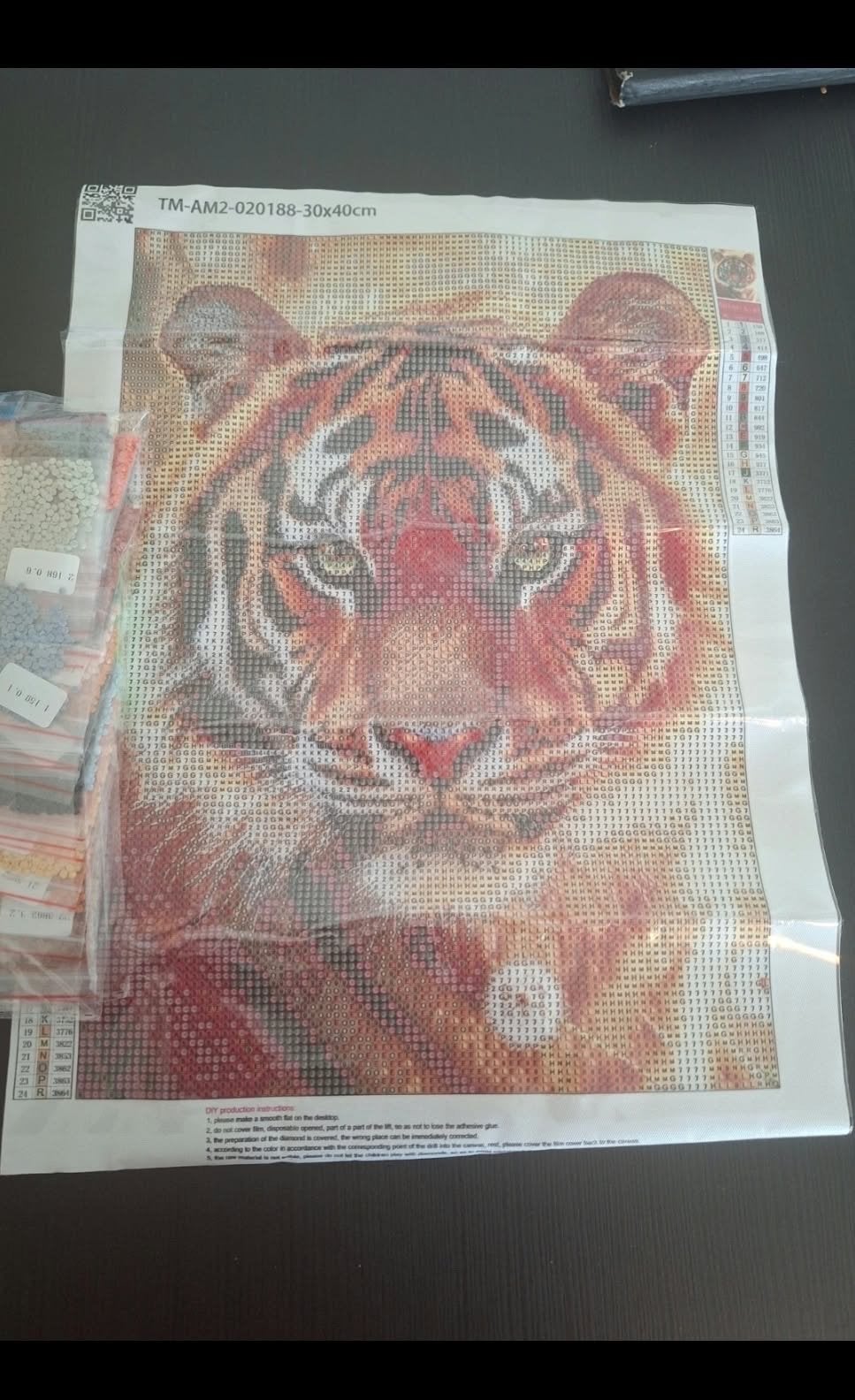 Diamond Painting Tijger 30x40cm Compleet Ronde Steentjes, Zelfklevend, Nieuw, Meerkleurig, Ophalen of Verzenden