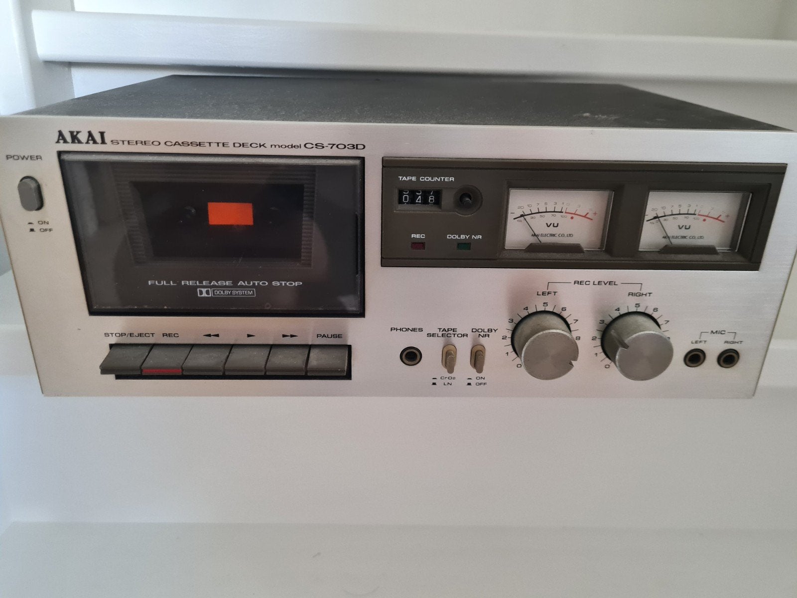 Akai CS-703D cassettedeck vintage, Audio, Tv en Foto, Cassettedecks, Ophalen, Enkel, Akai, Tape counter