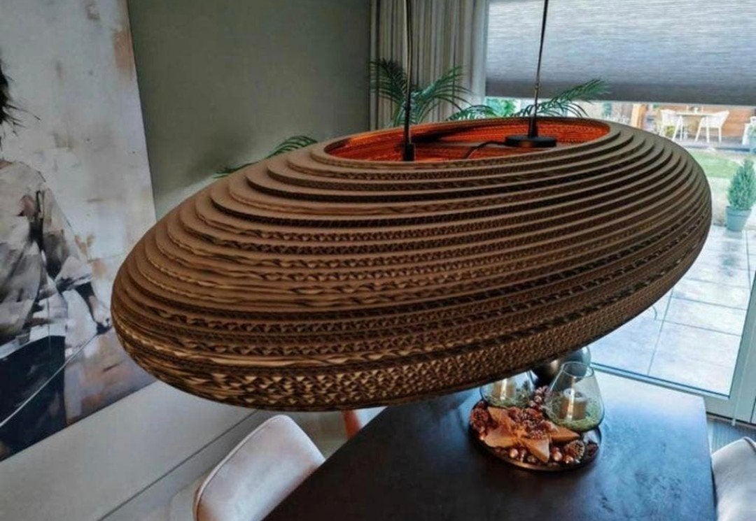 Moderne kartonnen hanglamp - uniek design, Ophalen of Verzenden, Gebruikt, Overige materialen, Modern