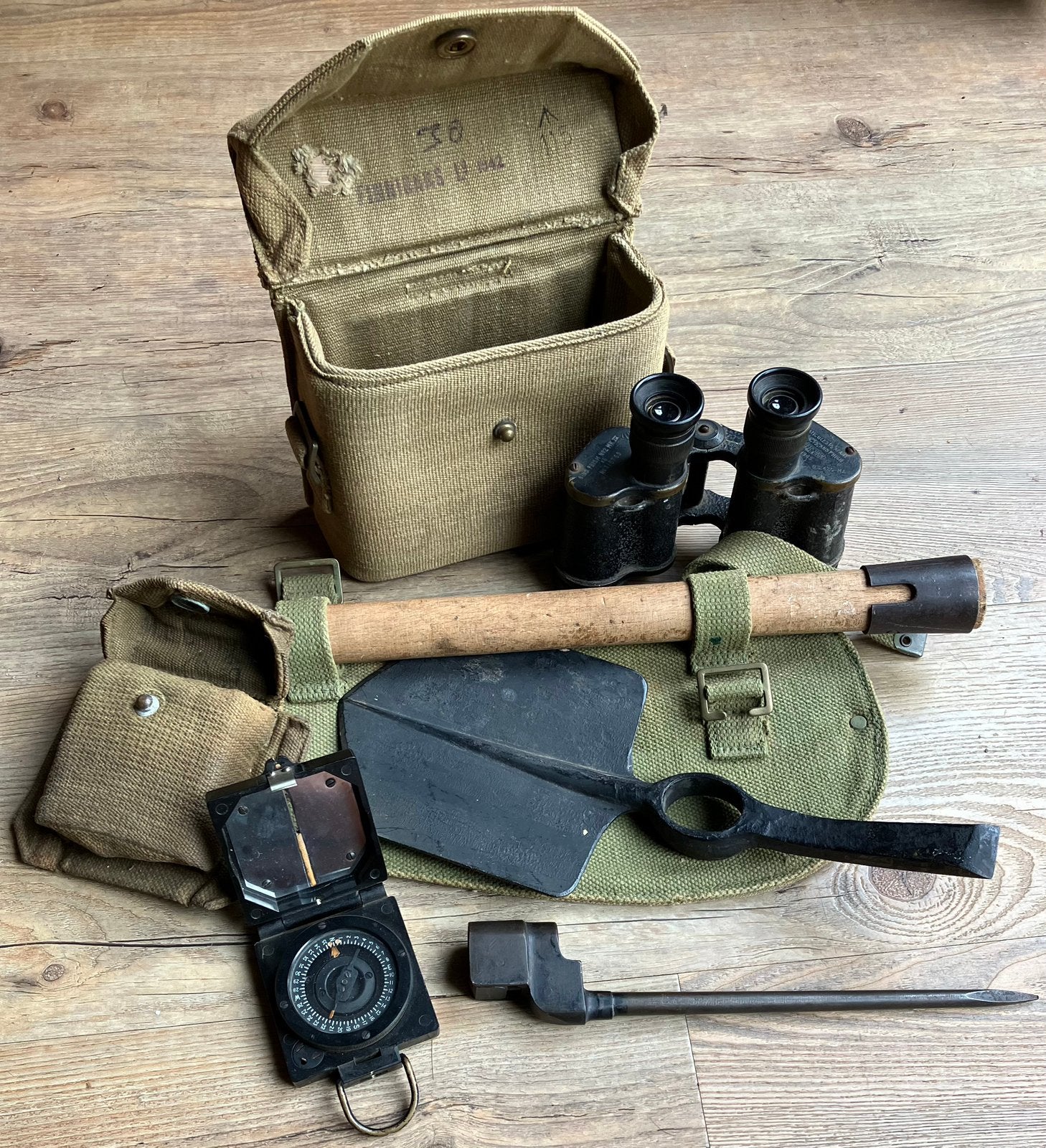 Brits; entrenching tool, veldkijker, kompas & bajonet, Ophalen of Verzenden, Landmacht, Engeland, Overige typen