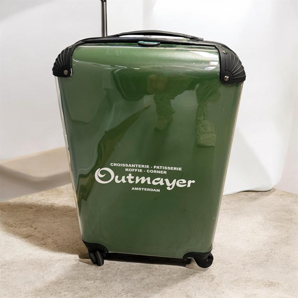NO BORING SUITCASES koffer handbagage groen/zwart, Ophalen, 50 tot 60 cm, Hard kunststof, Zo goed als nieuw