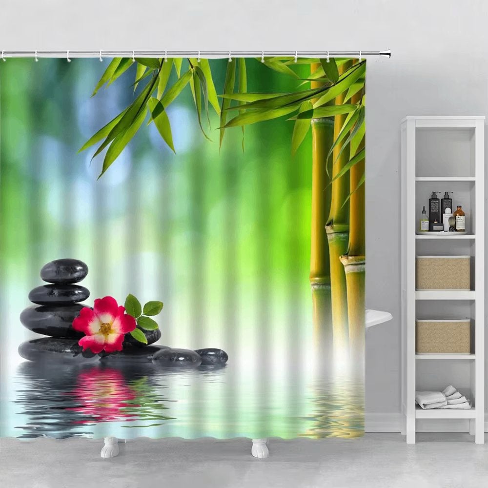 Bamboe Spa Douchegordijn 2 / Relax Zen Tuin, Verzenden, Nieuw, Meerkleurig