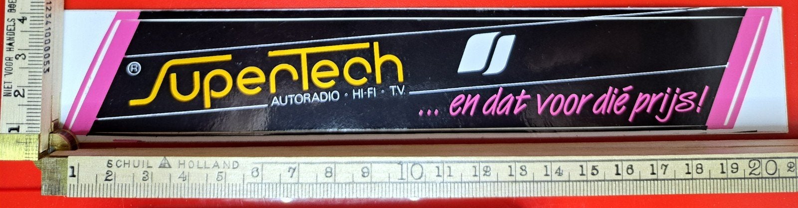 Vintage sticker Supertech autoradio Hifi TV merk logo, Ophalen of Verzenden, Zo goed als nieuw, Merk