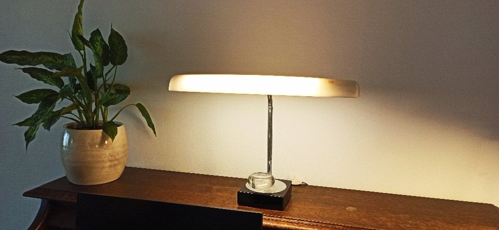 Vintage Hitachi bureaulamp uit 1964/65 met led TL buis, Vintage, Ophalen of Verzenden, Bureaulamp, Kunststof