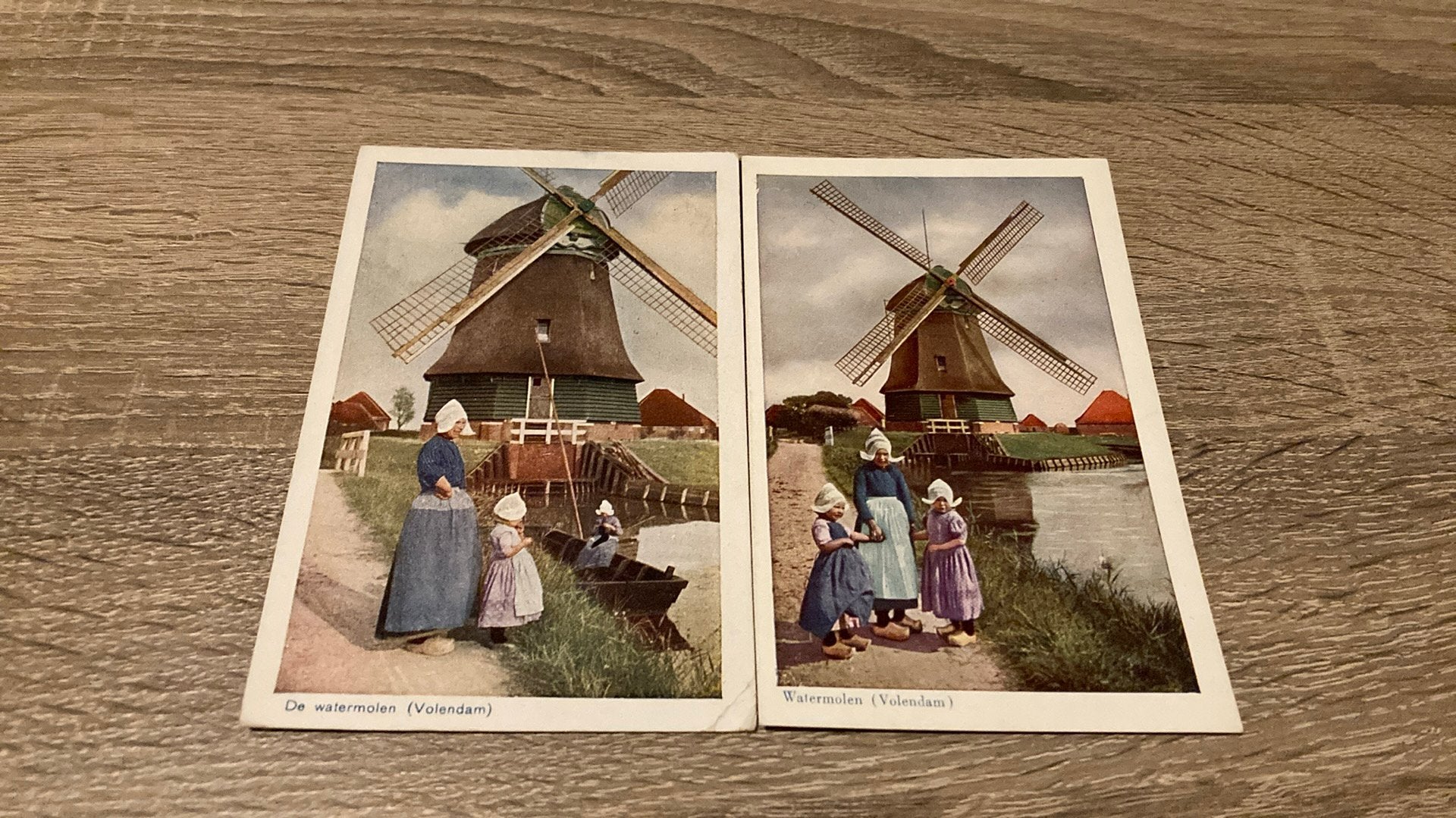 Oude ansichtkaarten Volendam Watermolen 2 kaarten, Verzamelen, Ophalen of Verzenden, 1920 tot 1940, Gelopen, Noord-Holland