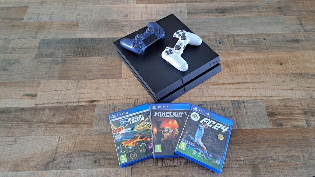 PlayStation 4 met 2 controllers en 3 games, Spelcomputers en Games, Ophalen, Met 2 controllers, Original, 500 GB