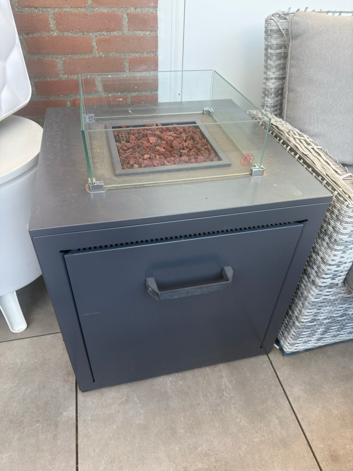 Vlamtafel 60x60cm - buitenhaard - ontsteker defect, Ophalen, Gebruikt