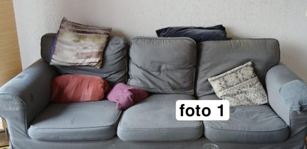 Gratis Hoezen IKEA bank Ektorp driezits grijs, Ophalen, Gebruikt