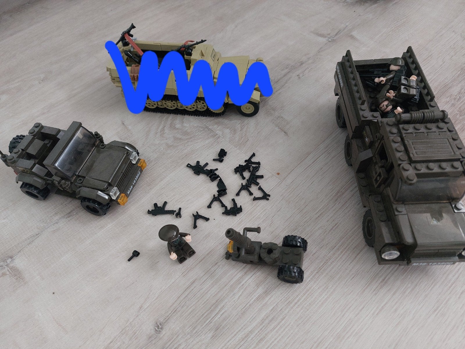 Bouwblokken Militair Voertuigen Set met Figuren en Acc., Ophalen of Verzenden, Gebruikt, Overige merken