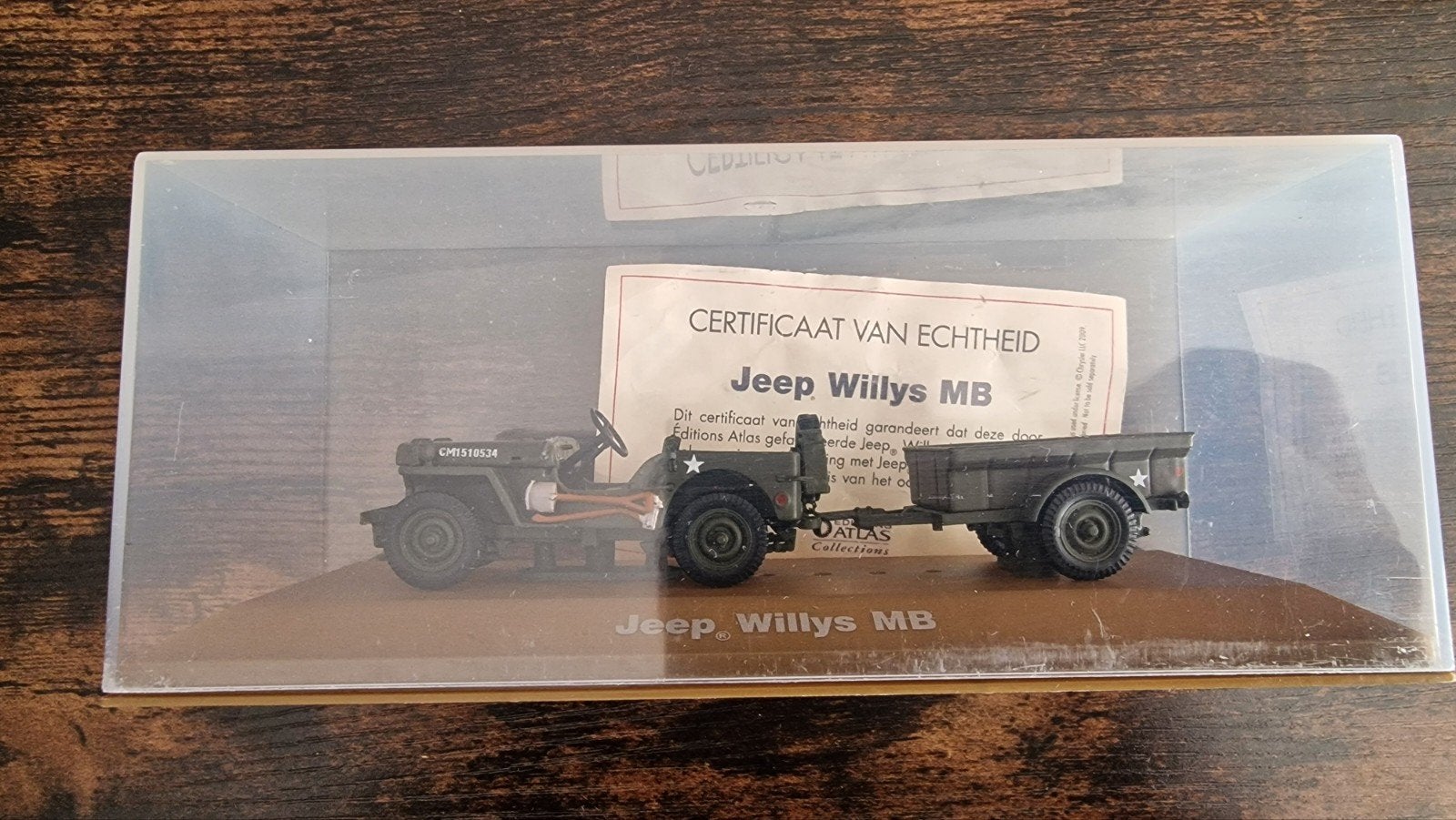 Jeep Willys MB met aanhanger - Éditions Atlas 1:43, Ophalen of Verzenden, Zo goed als nieuw, Auto