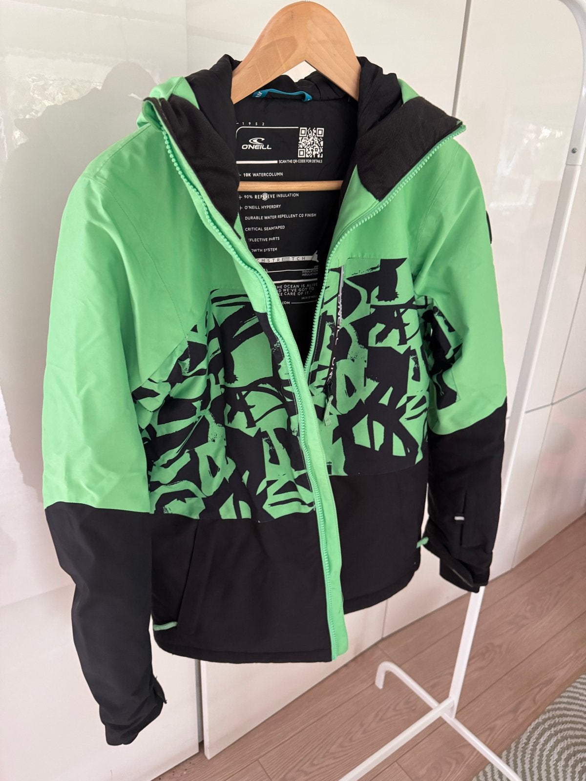 O'Neill ski jas groen/zwart - Maat 164, Ophalen of Verzenden, Zo goed als nieuw, Jongen of Meisje, Jas
