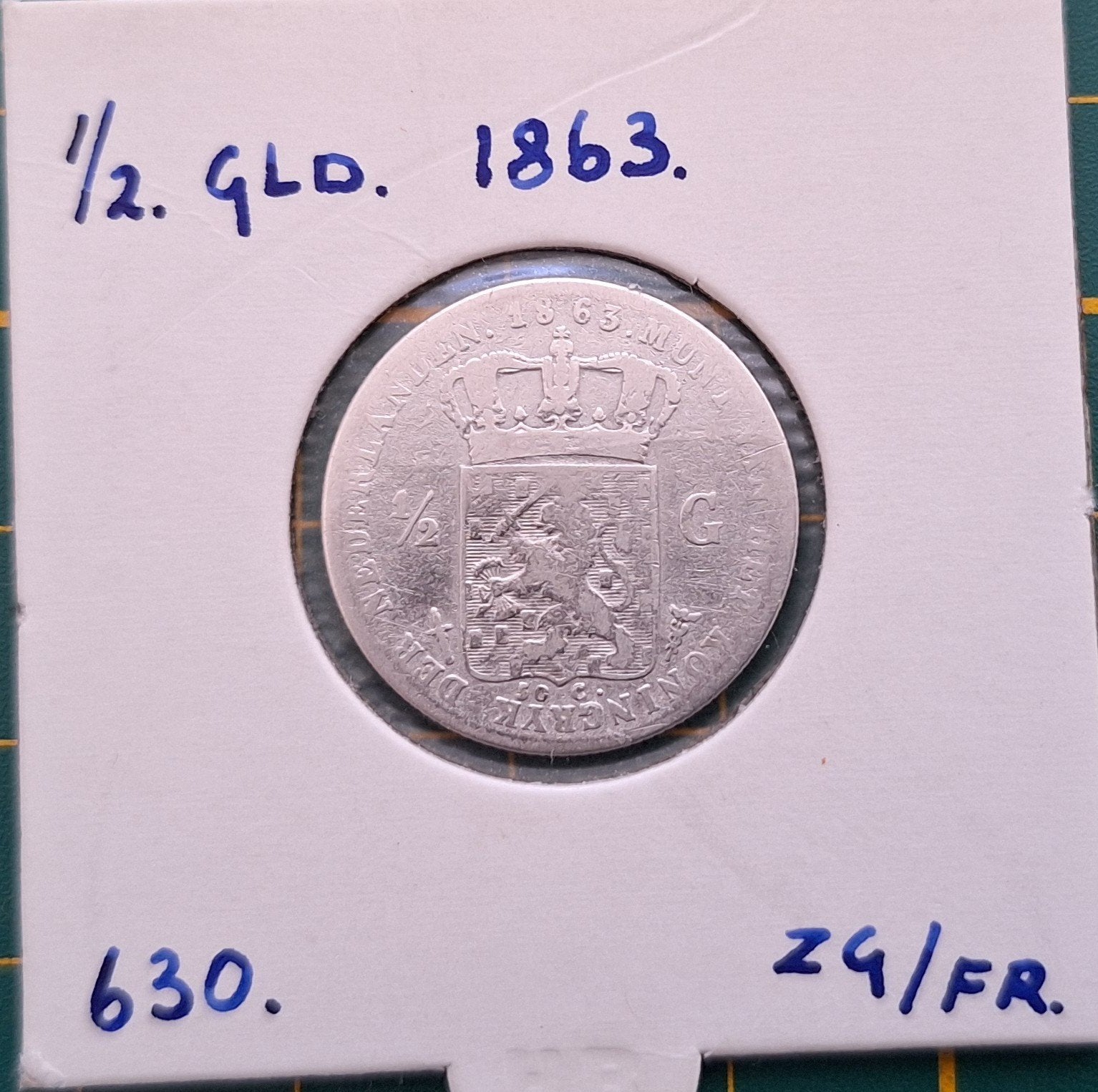 1/2 gulden 1863, ½ gulden, Koning Willem III, Zilver, Ophalen of Verzenden