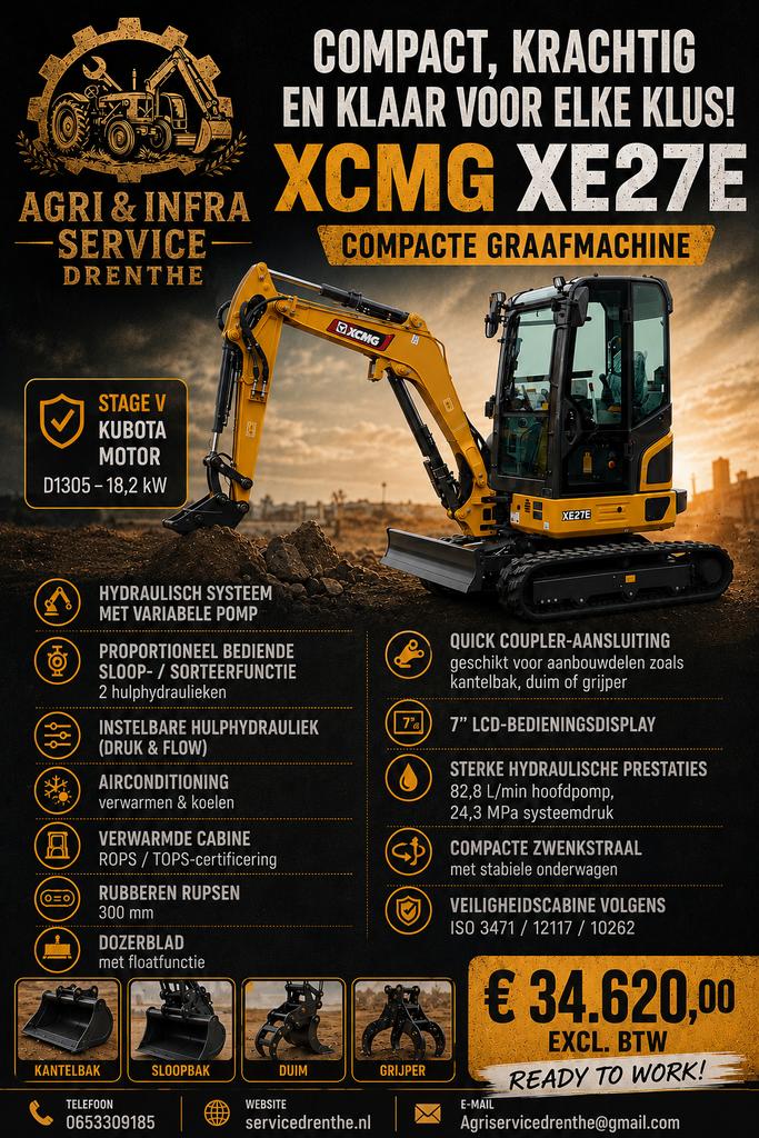 XCMG XE27E pro, Ophalen, Graafmachine