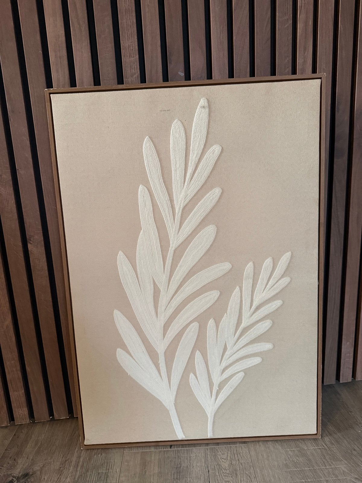 Modern kunstwerk met bladeren - Canvas schilderij, 50 – 75, Ophalen of Verzenden, Zo goed als nieuw, Schilderij
