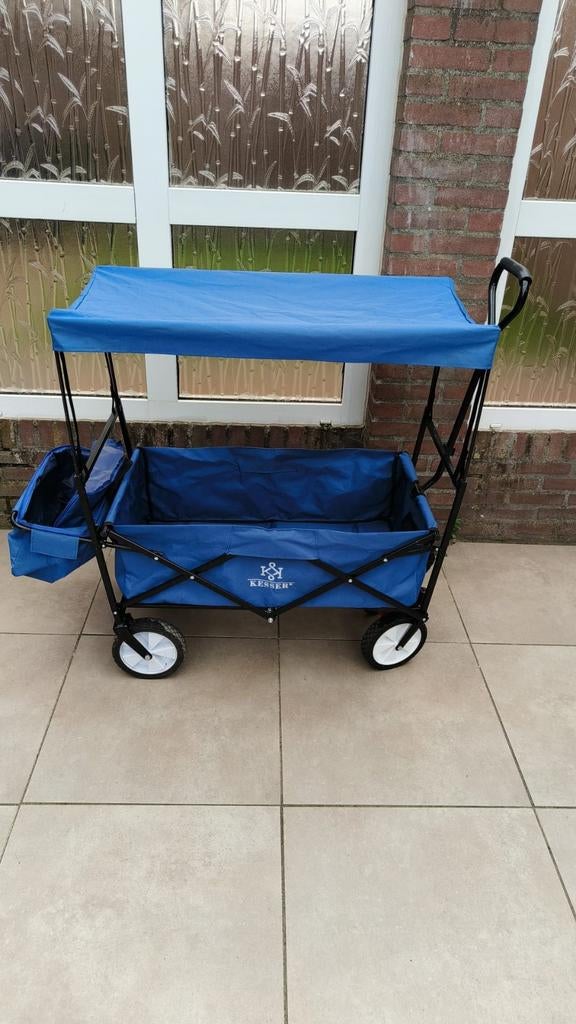 Opvouwbare bolderkar met dak - Blauw, Ophalen