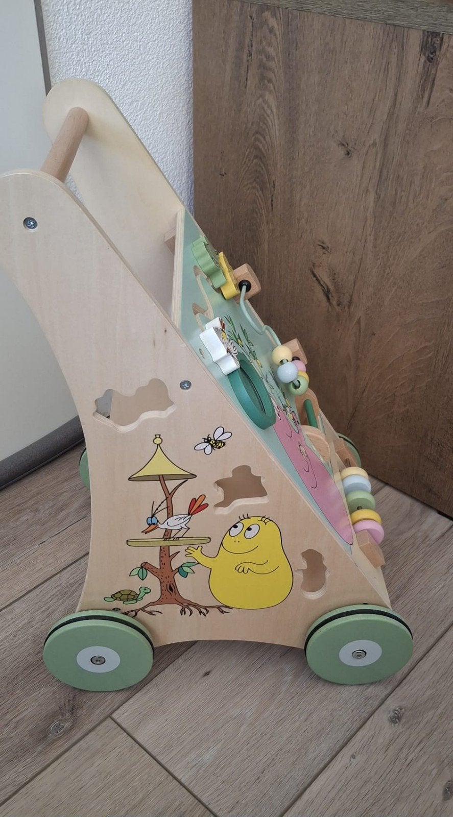 Houten loopwagen met activiteitenpaneel - Barbapapa, Ophalen, Zo goed als nieuw, Overige typen, Met geluid