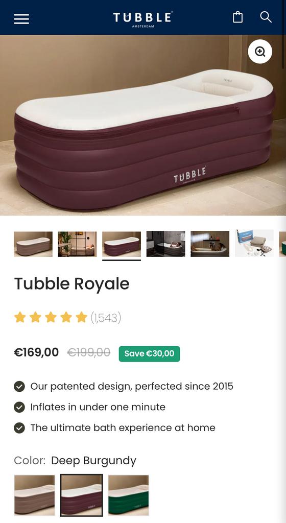 NIEUW Tubble Royale Burgundy Opblaasbaar Bad, Ophalen of Verzenden, Nieuw, Opblaasbaar