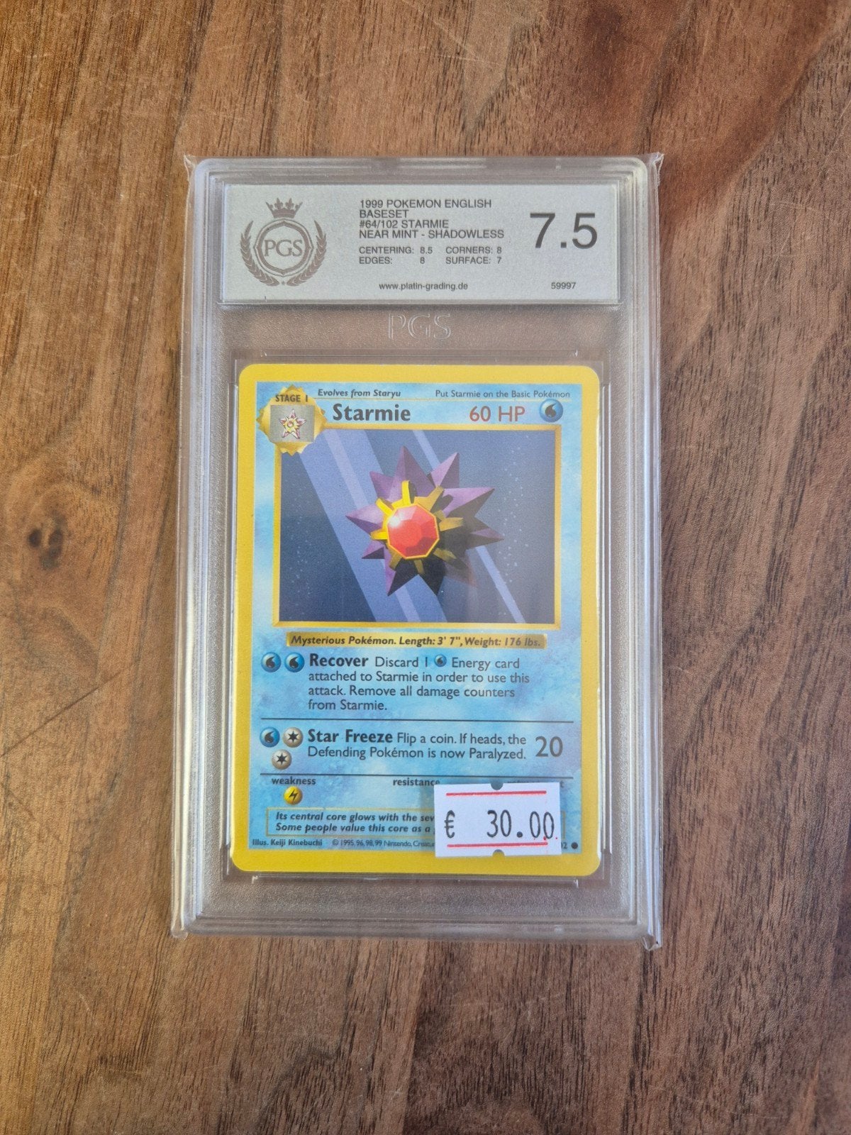 Pokemon Starmie #64 Base Set Shadowless, Ophalen of Verzenden, Zo goed als nieuw, Losse kaart