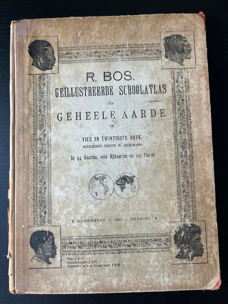 R. Bos Geïllustreerde Schoolatlas der Geheele Aarde, Ophalen of Verzenden