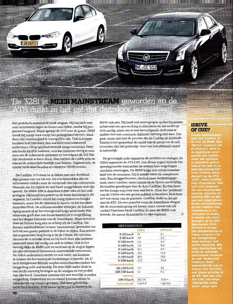Autovisie dubbeltest BMW 328I versus Cadillac ATS, Ophalen of Verzenden, Gelezen, BMW