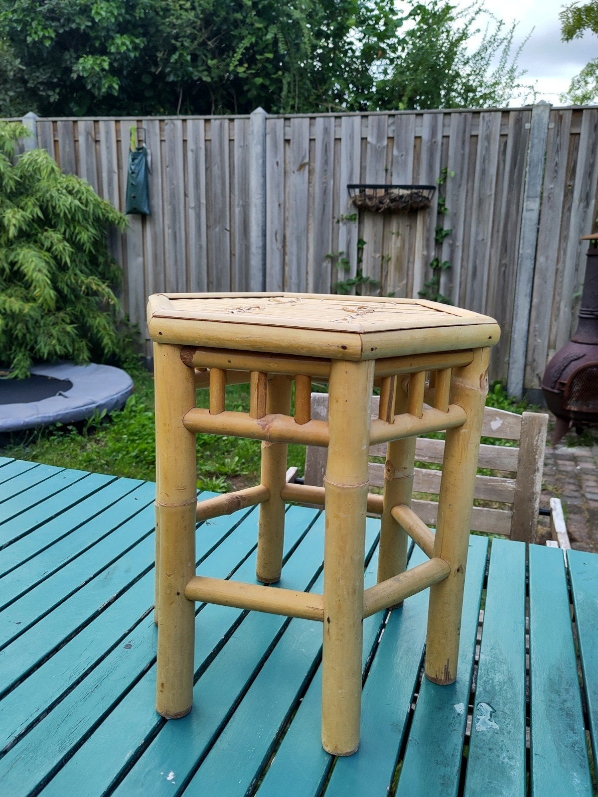 Bamboe krukje - Vintage stijl, Huis en Inrichting, Barkrukken, Ophalen, Gebruikt, 1 kruk, Hout