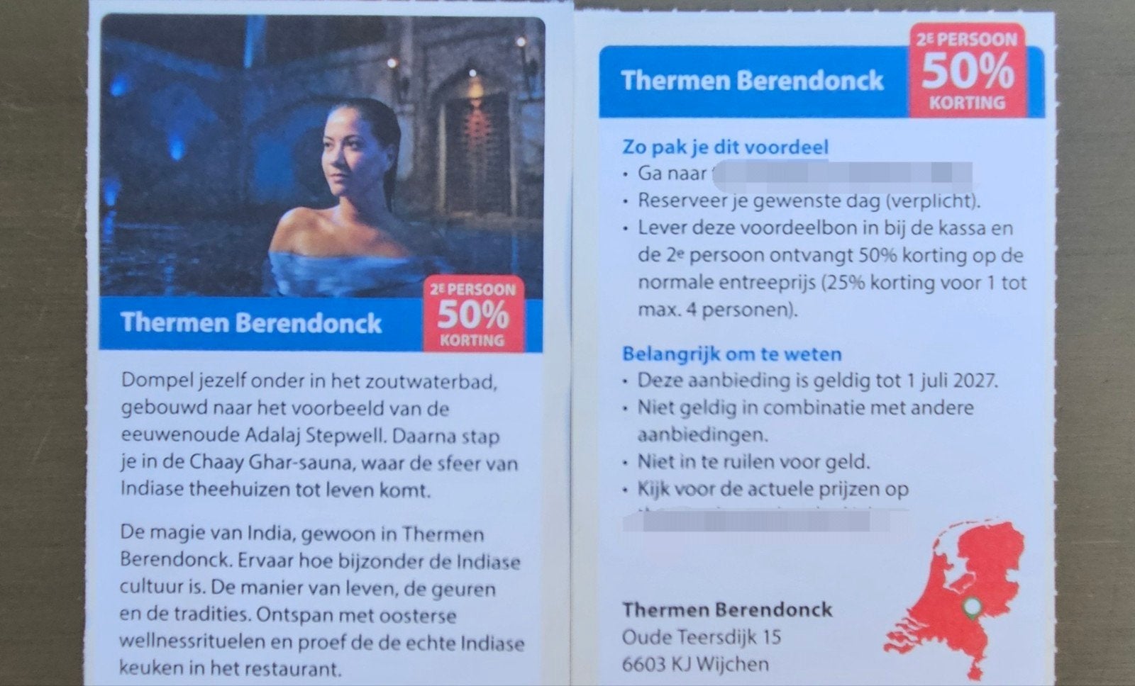 Sauna Thermen Berendonck. 2e persoon 50% korting., Tickets en Kaartjes