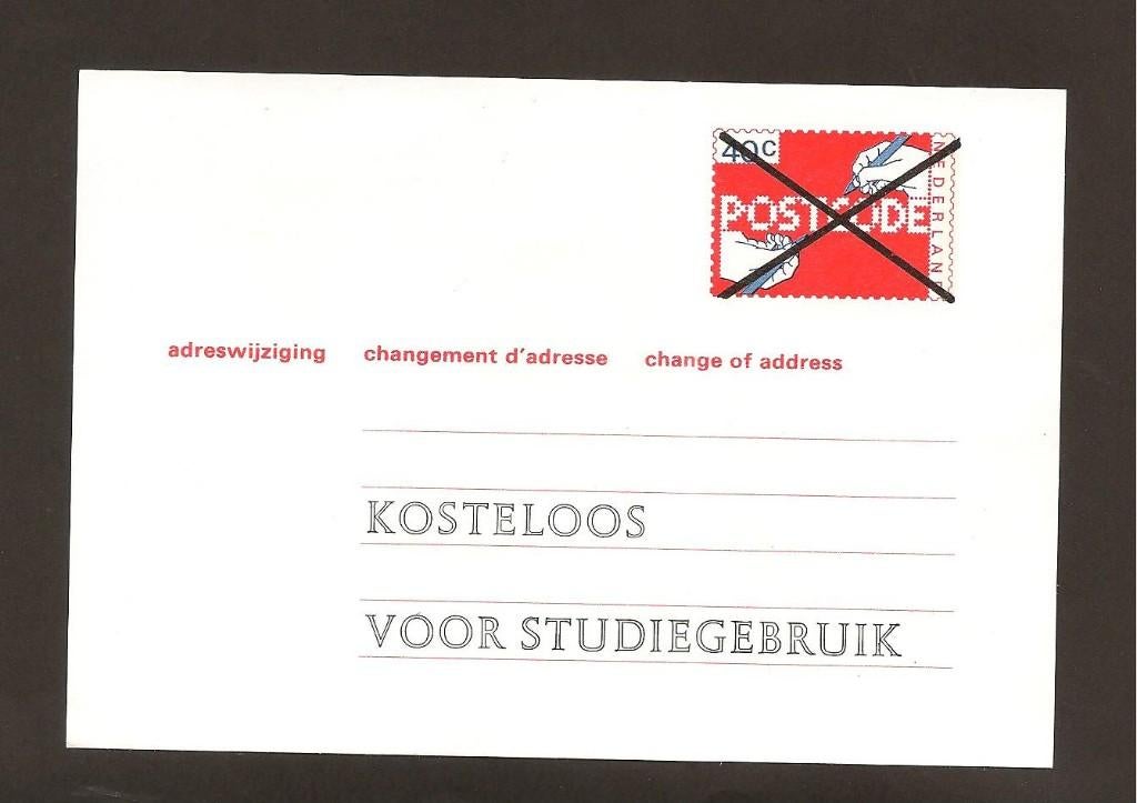 Adreswijziging Geuzendam 44, kosteloos voor studiegebruik., Postzegels en Munten, Ophalen of Verzenden, Briefkaart