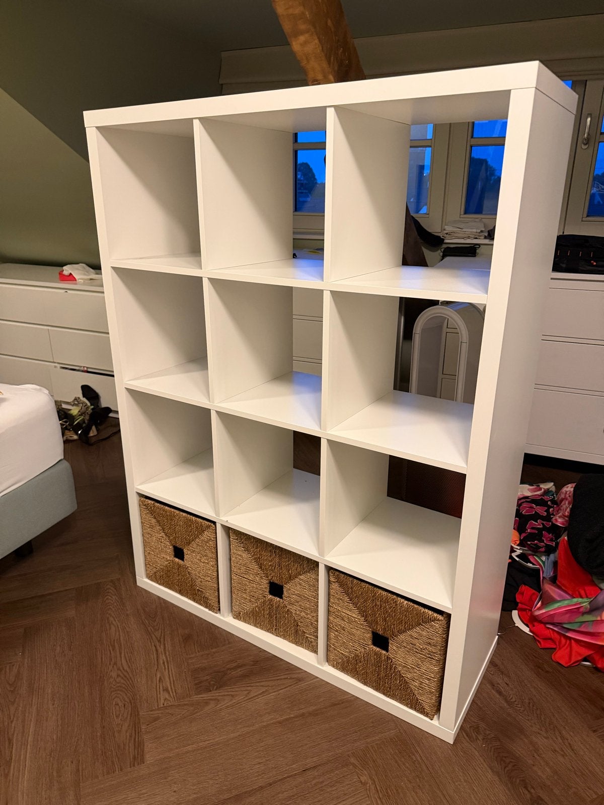 Ikea Kallax vakkenkast wit met 3 manden, Ophalen, Zo goed als nieuw