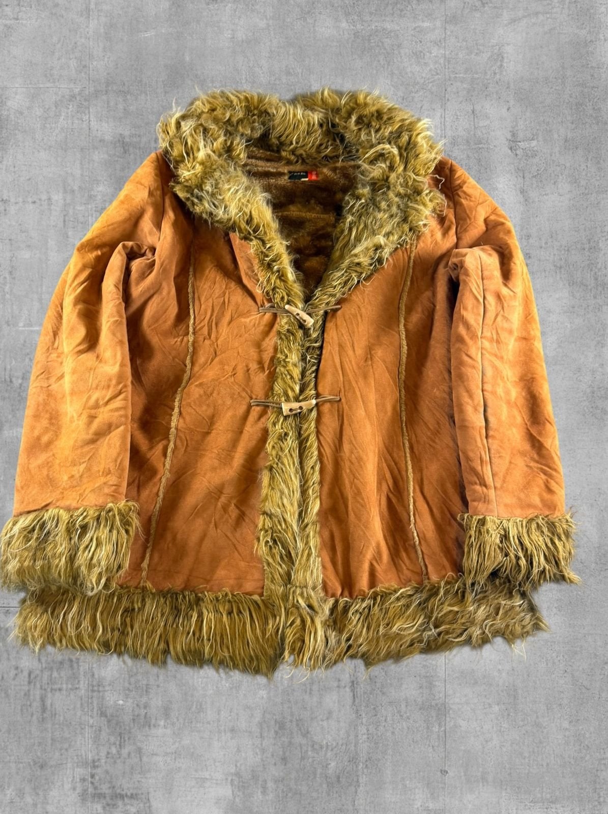 Vintage Dressing Afghaanse jas bruin dames maat XL, Bayline Vintage Trading, Bruin, Verzenden, Maat 46/48 (XL) of groter