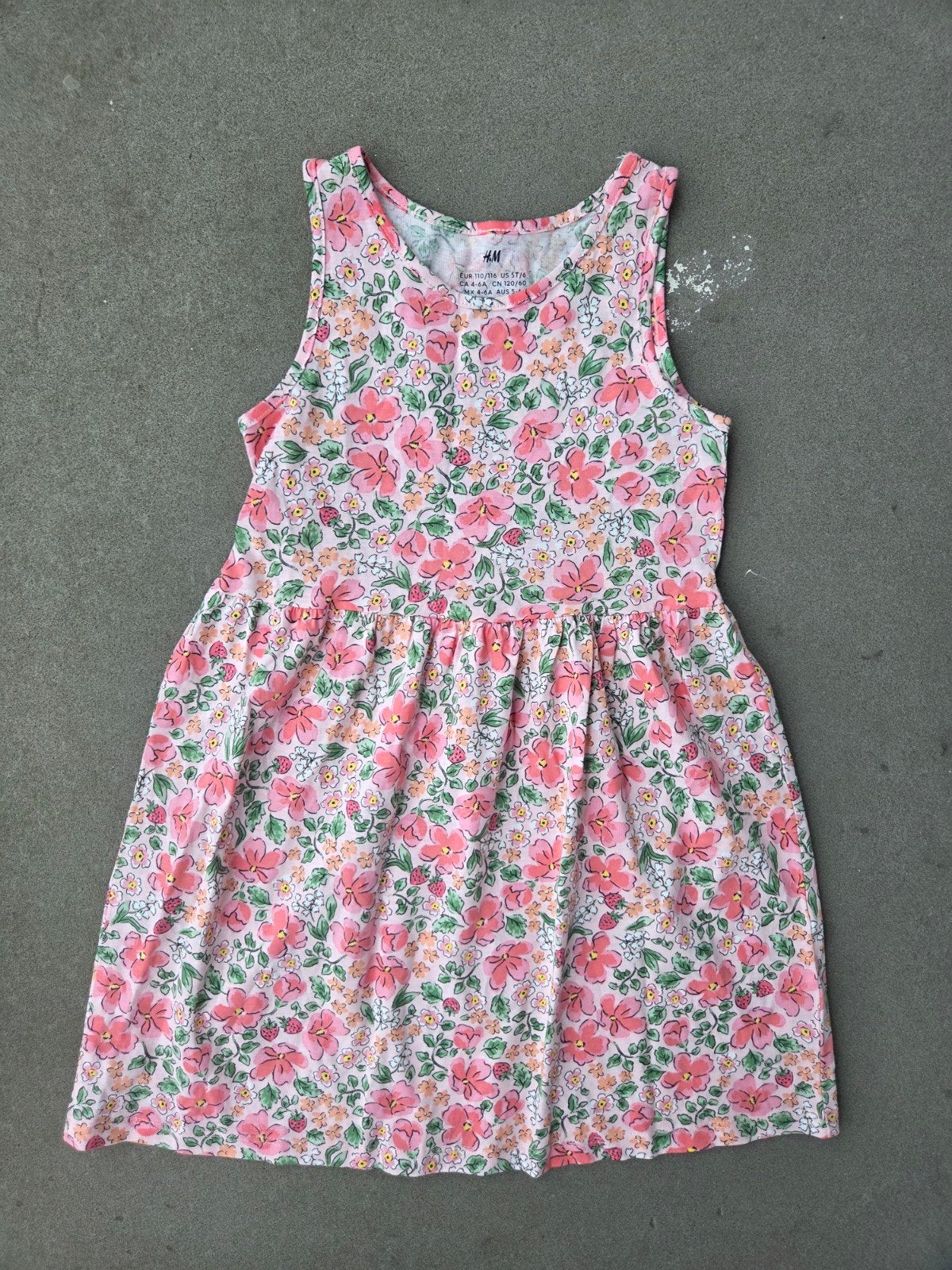 Lief roze zomer jurkje met bloemetjes van H&M maat 110/116, Meisje, H&M, Ophalen of Verzenden, Zo goed als nieuw