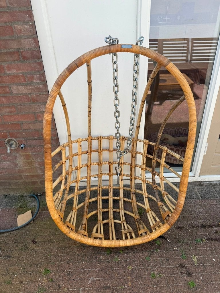 Hangstoel rotan sissyboy, Ophalen, Gebruikt, Bruin, Riet of Rotan