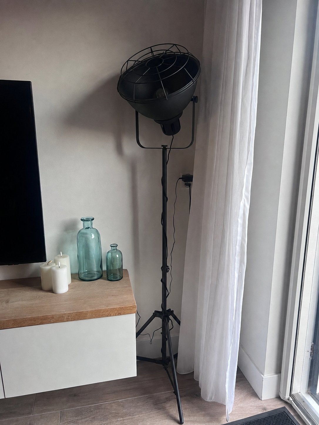 Industriële staande lamp, Ophalen, Gebruikt, E27 (groot), Metaal