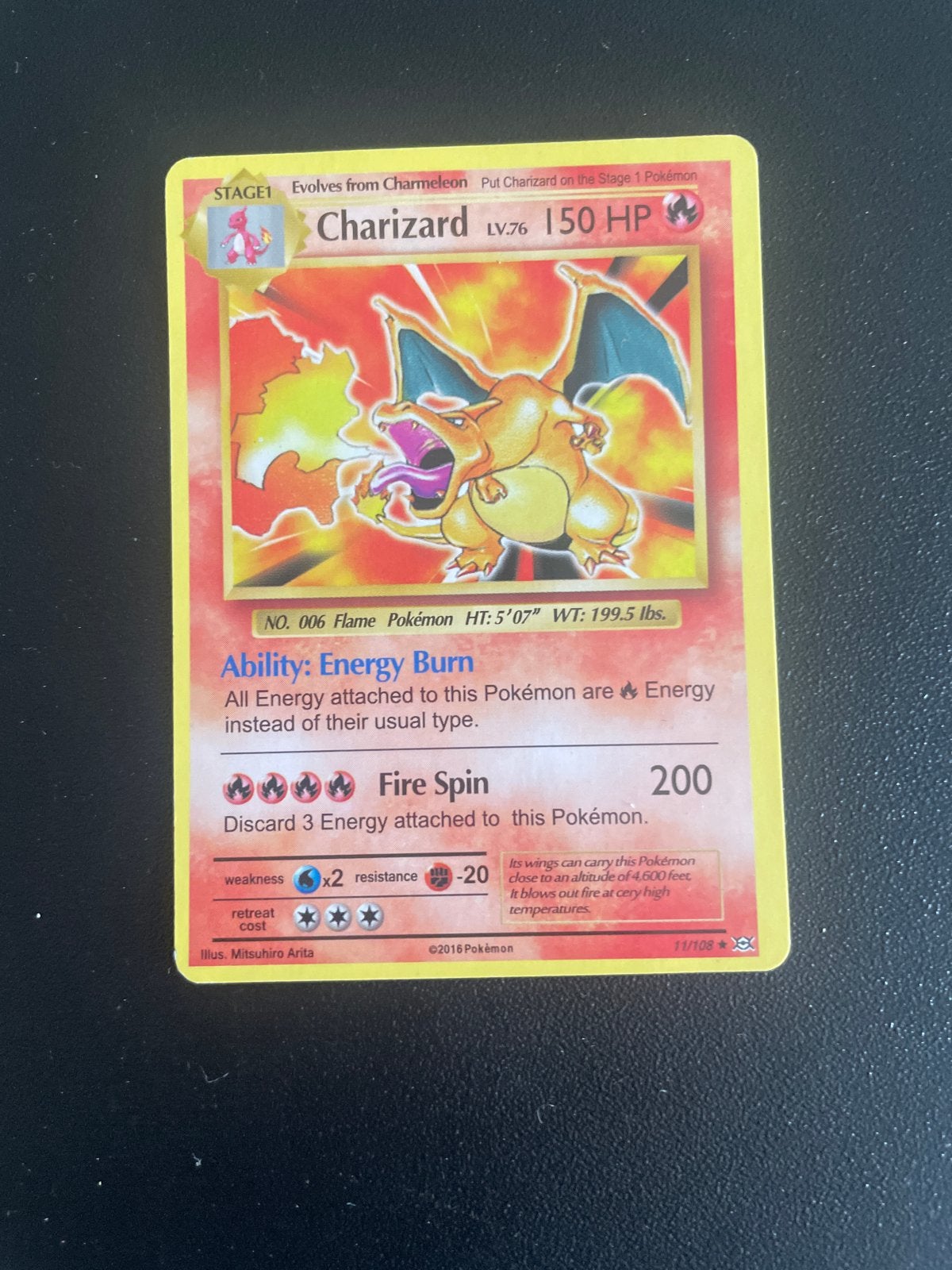 Pokémon Charizard LV.76 150 HP kaart, Ophalen of Verzenden, Zo goed als nieuw, Losse kaart