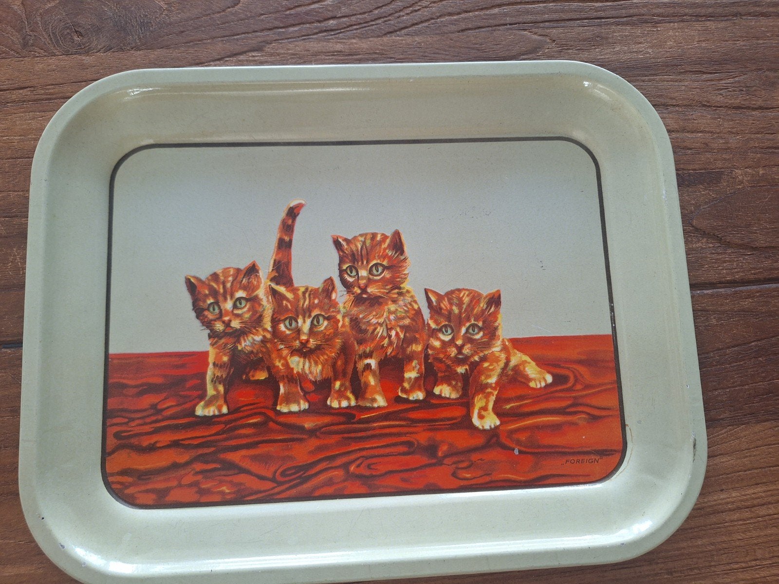 dienblad met 4 rode katers, Ophalen of Verzenden