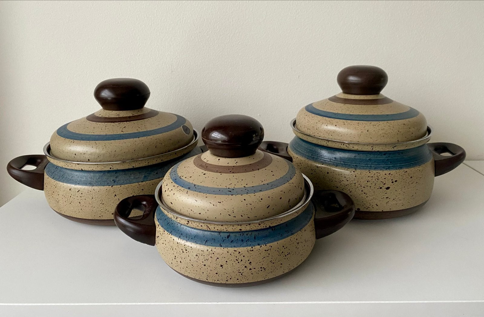 Vintage Pannenset Silit 16, 18 en 20 cm in nieuwstaat, Overige materialen, Gebruikt, Met deksel, Pannenset