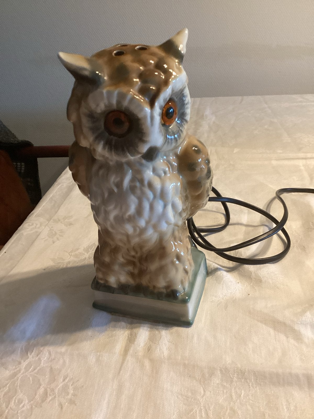Vintage parfumverdamper Uil Lamp - Keramiek Nachtlampje, Ophalen of Verzenden
