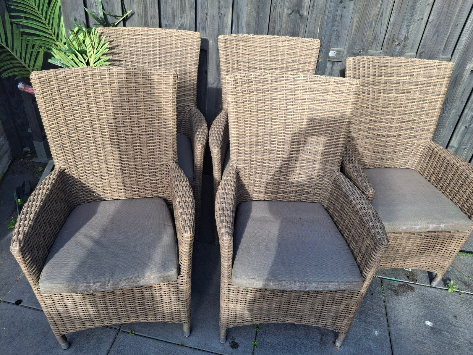 Set van 5 Wicker Tuinstoelen met Kussens - Merk LIFE, Ophalen, Gebruikt, Wicker
