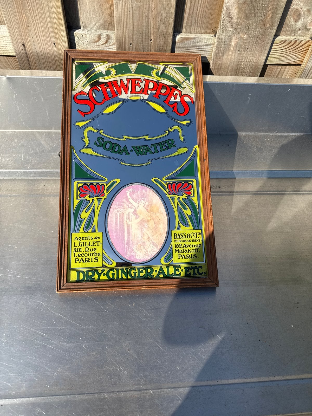 Vintage Schweppes reclame spiegel - Soda Water Ginger Ale, Ophalen