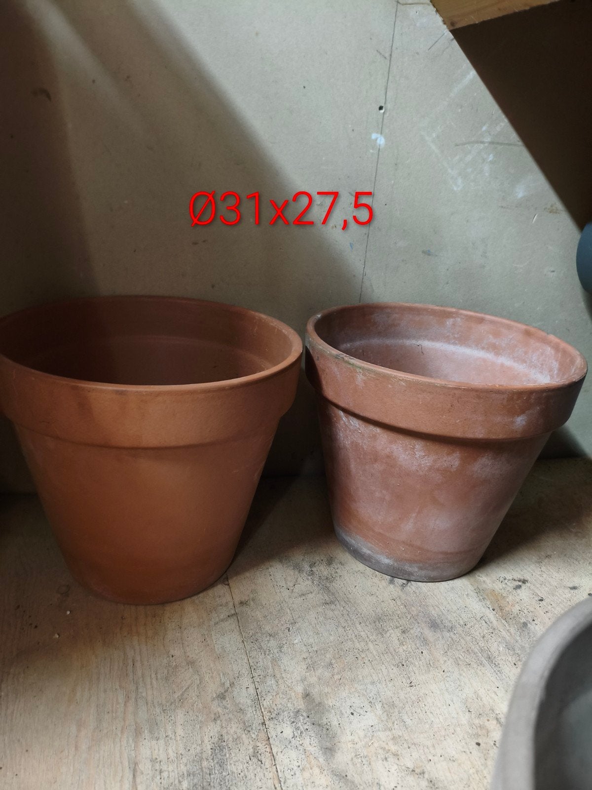 Terracotta bloempotten Ø31x27,5 cm - Set van 2, Gebruikt, Rond, Minder dan 40 cm, Balkon