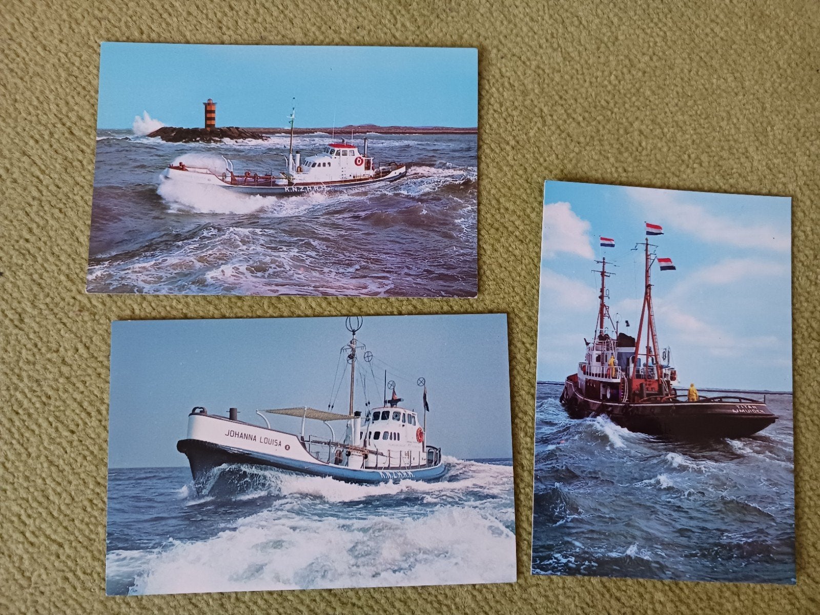 Ijmuiden knrm boten 3x, Verzamelen, Ophalen of Verzenden, Gebruikt, Motorboot, Kaart, Foto of Prent