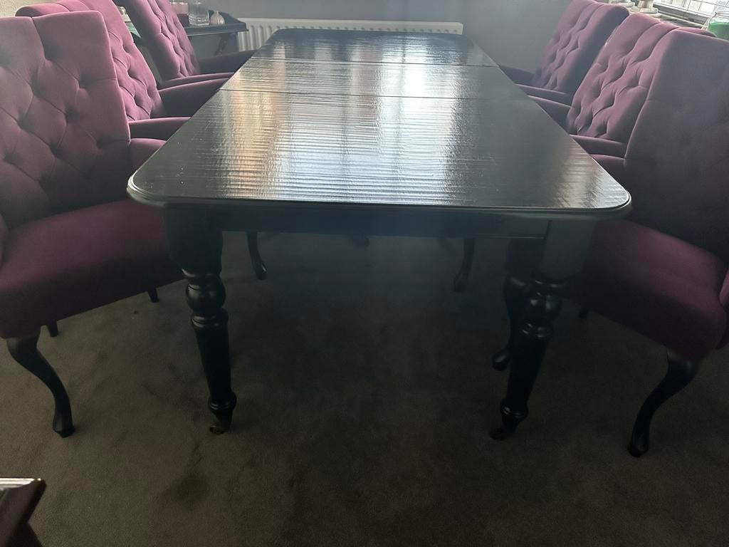 Uitschuifbare eettafel ruim 6 tot 8 personen, Huis en Inrichting, Tafels | Eettafels, Gebruikt, 150 tot 200 cm, Vier personen