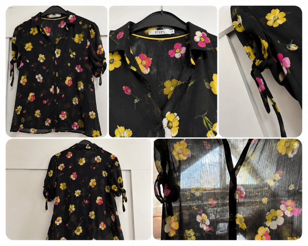 STEPS blouse zwart met kleurrijke bloemen, maat 38, Kleding | Dames, Blouses en Tunieken, Maat 38/40 (M), Zwart, Ophalen of Verzenden