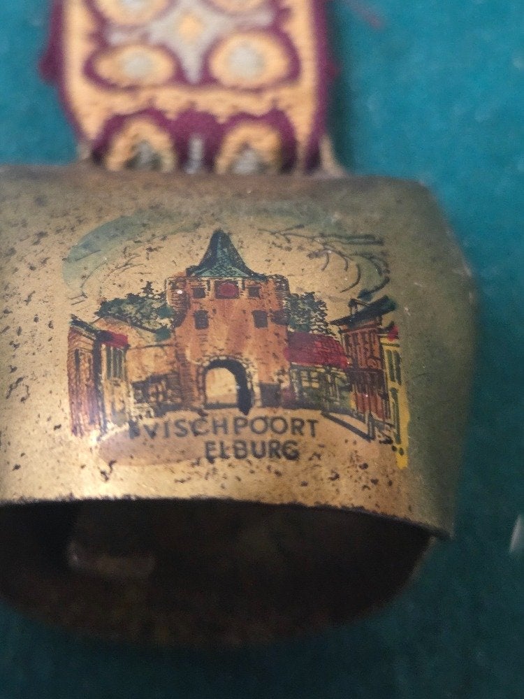 geborduurd lint met bel vischpoort elburg, Ophalen of Verzenden