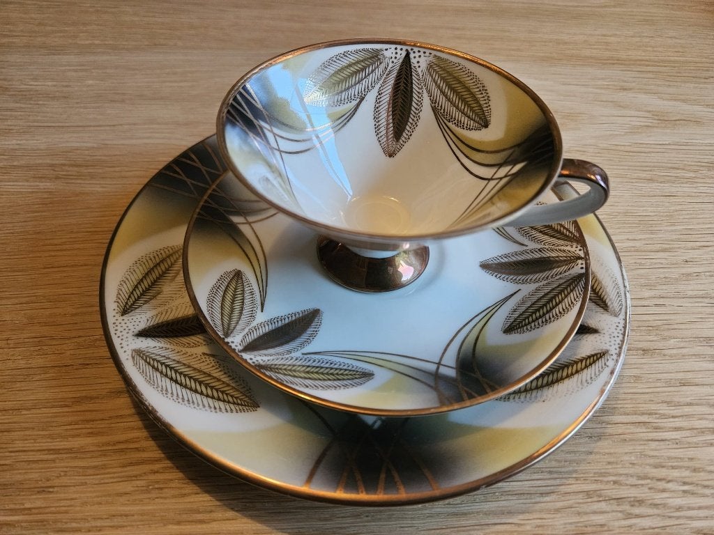 Vintage “Wunsiedel Bavaria” trio ontbijt set servies., Overige merken, Vintage, Ophalen of Verzenden, Zo goed als nieuw