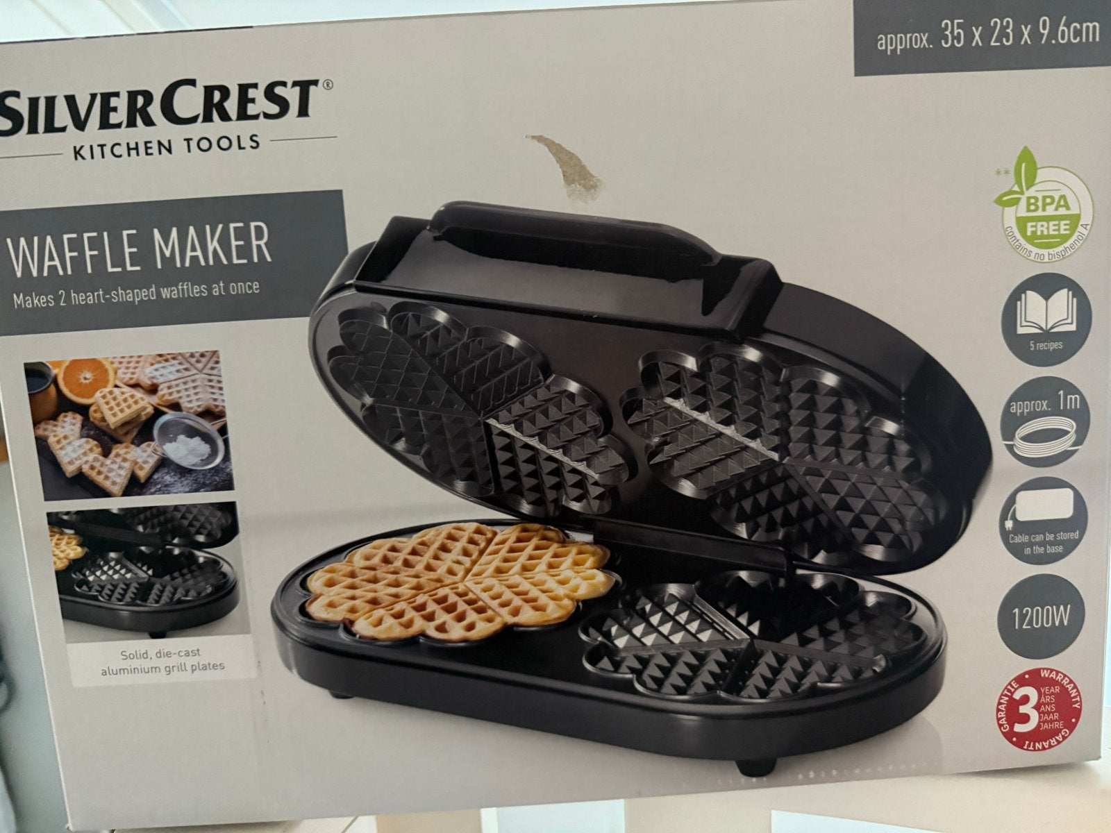 Wafelijzer - Hartvormige wafels, 1200W, BPA-vrij, Verzenden, Nieuw