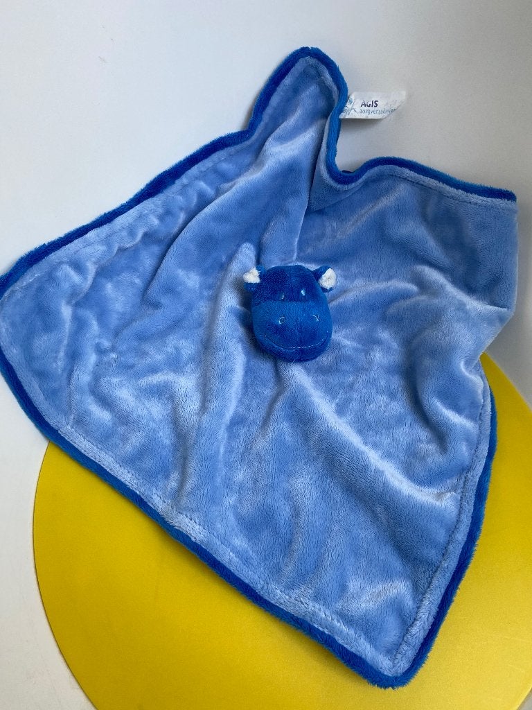 K2349 Agis knuffellap lap nijlpaard blauw, Kinderen en Baby's, Speelgoed | Knuffels en Pluche, Ophalen of Verzenden, Gebruikt