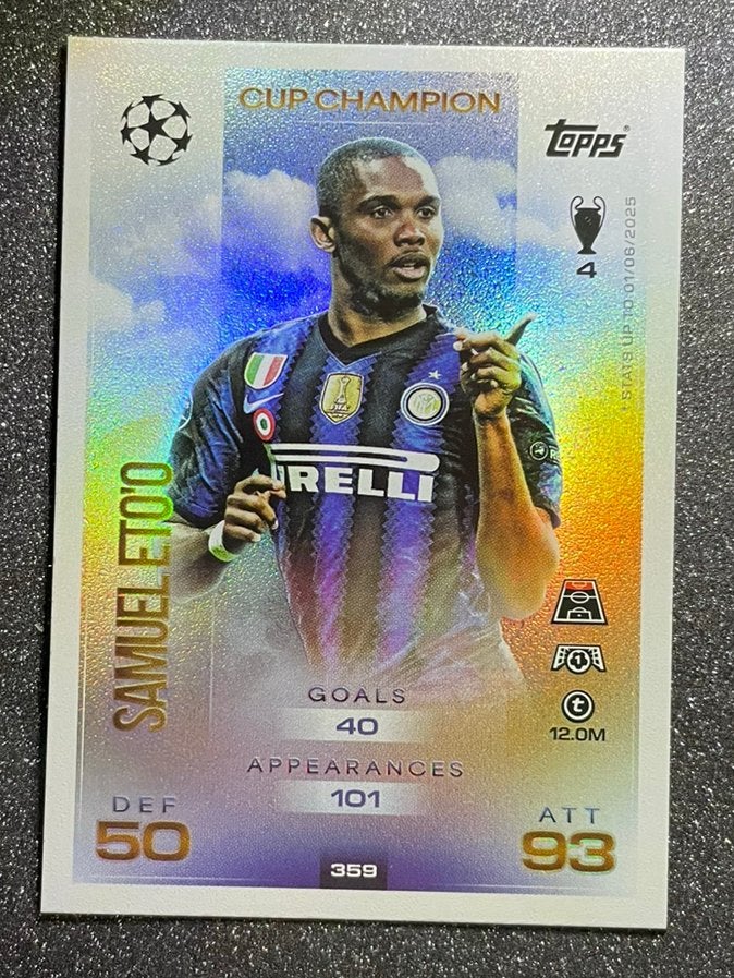 Topps MA 25/26    CUP CHAMPION    SAMUEL ETO’O   INTER MILAN, Verzenden, Zo goed als nieuw, Plaatje