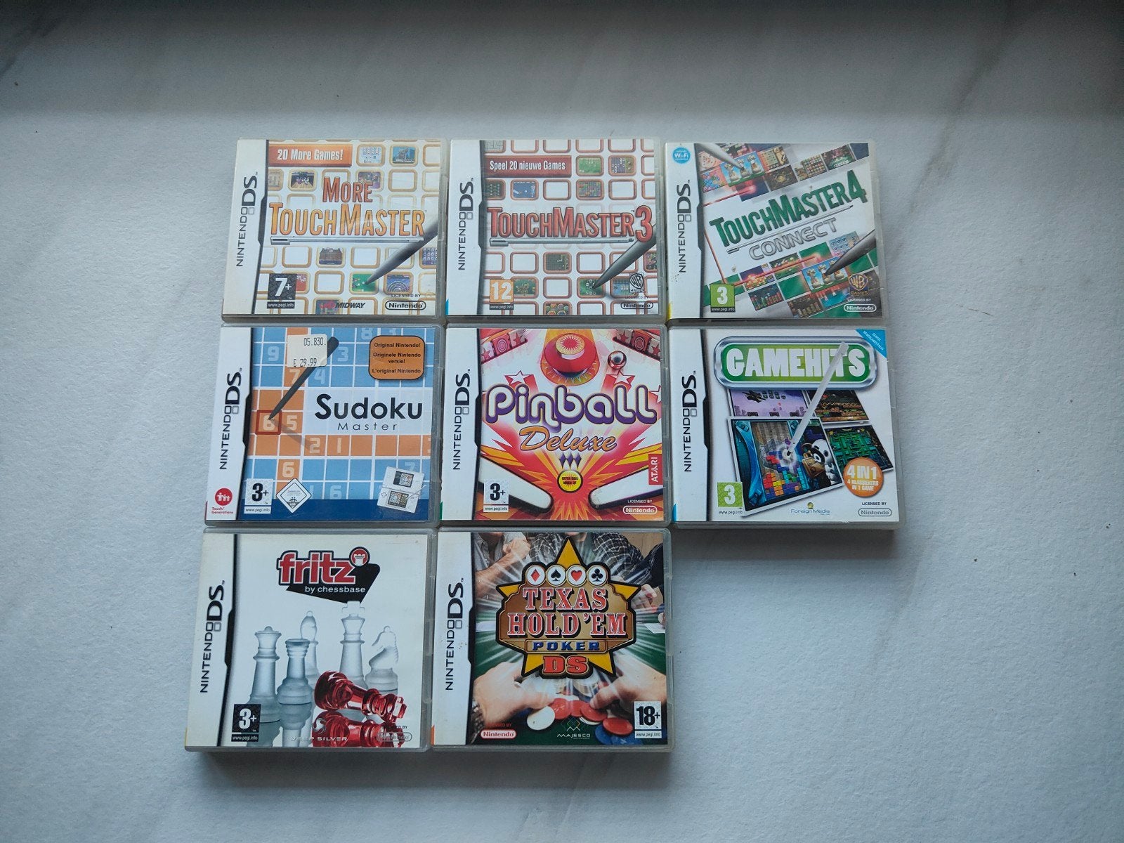 Nintendo DS 8 spellen bundel – Puzzels: TouchMaster, Pinbal, Overige genres, 1 speler, Ophalen of Verzenden, Zo goed als nieuw
