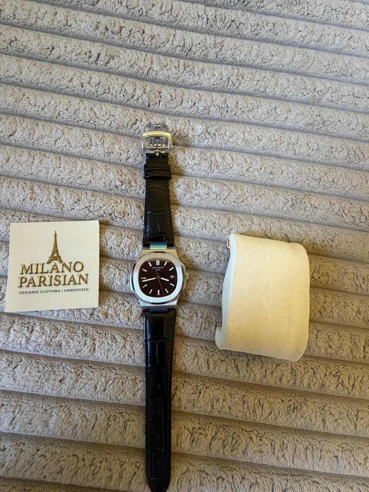 Patek Philippe Nautilus Lederen Band, Sieraden, Tassen en Uiterlijk, Overige merken, Leer, Nieuw, Ophalen of Verzenden